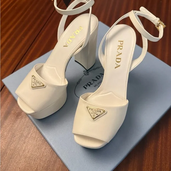 Prada Women's Cream Platform Sandals - Picture 2 of 3